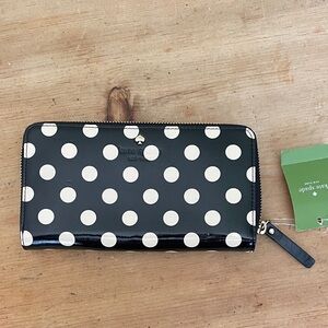 Kate Spade Black and Cream Polka Dot Clutch